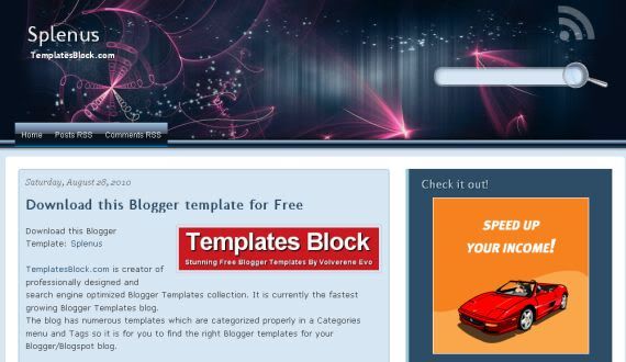 Blue Vector Graphics Pink Blogger Template