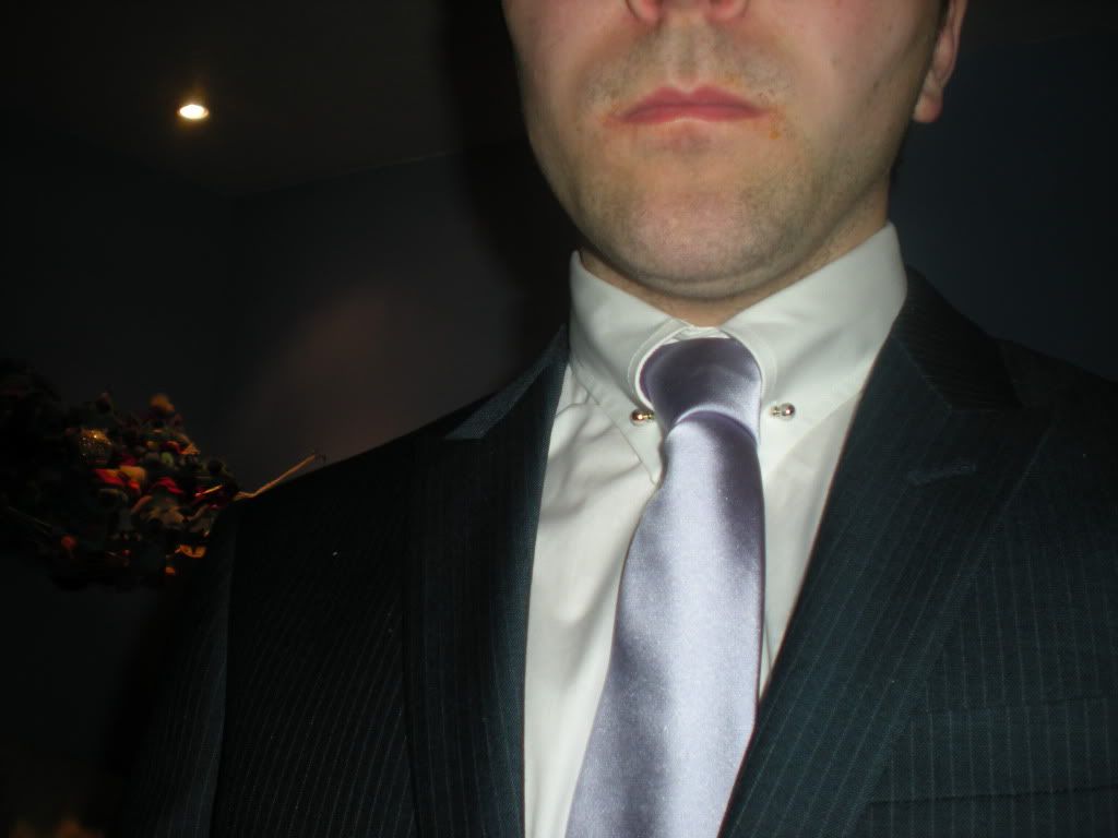 Black suit +purple shirt and tie Styleforum