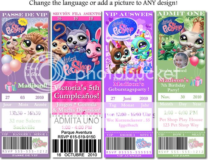 Printed Littlest Pet Shop Birthday Invitations  